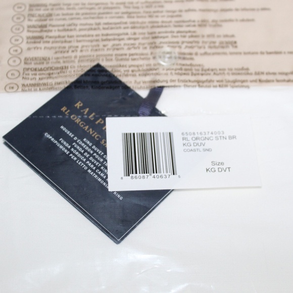 Ralph Lauren RL 624 Organic Cotton Sateen Border King Duvet Cover Coastal Sand - Picture 5 of 5